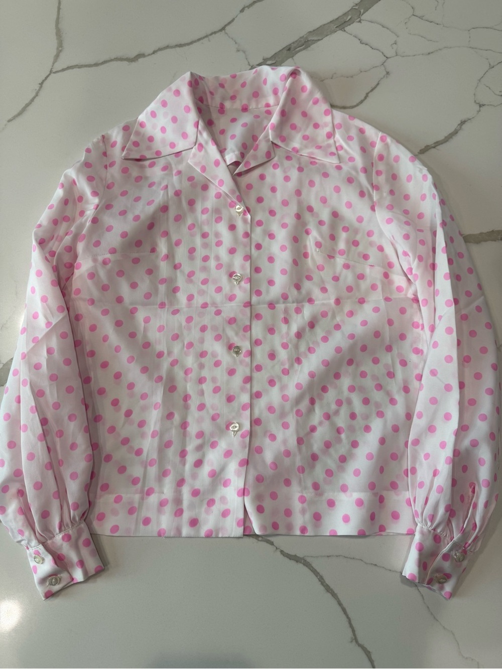 Pink Polka Dot Button-Up  Top